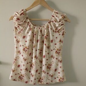 Vintage Made in Canada Floral Off the Shoulder Shirt